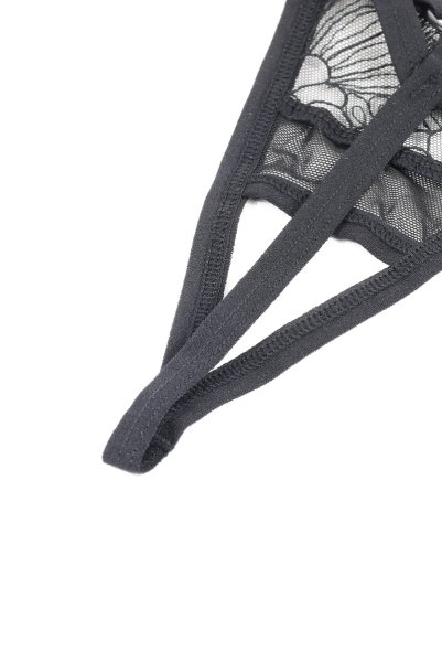 画像15: Premisis Black 3-pcs crotchless set｜ブラ＆チョーカー付きガーターベルト＆クロッチレスタンガ3点セット（ワイヤーあり・シースルー・ブラック） | Obsessive 高級Sexyランジェリー【即日発送・サイズ交換NG・メール便対象】輸入下着・ランジェリー   (15)