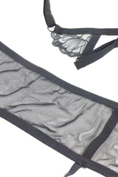 画像21: Premisis Black 3-pcs crotchless set｜ブラ＆チョーカー付きガーターベルト＆クロッチレスタンガ3点セット（ワイヤーあり・シースルー・ブラック） | Obsessive 高級Sexyランジェリー【即日発送・サイズ交換NG・メール便対象】輸入下着・ランジェリー   (21)