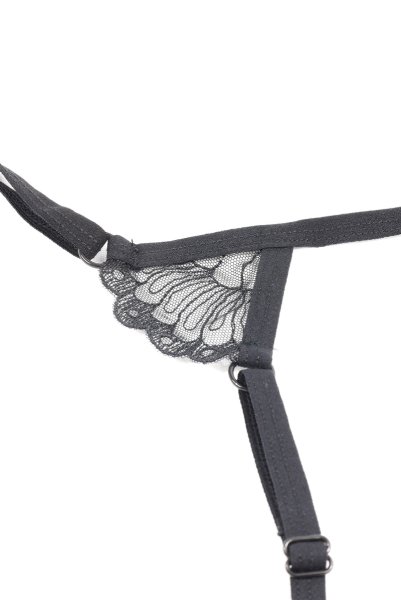 画像22: Premisis Black 3-pcs crotchless set｜ブラ＆チョーカー付きガーターベルト＆クロッチレスタンガ3点セット（ワイヤーあり・シースルー・ブラック） | Obsessive 高級Sexyランジェリー【即日発送・サイズ交換NG・メール便対象】輸入下着・ランジェリー   (22)