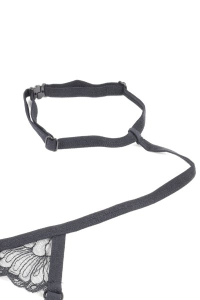画像23: Premisis Black 3-pcs crotchless set｜ブラ＆チョーカー付きガーターベルト＆クロッチレスタンガ3点セット（ワイヤーあり・シースルー・ブラック） | Obsessive 高級Sexyランジェリー【即日発送・サイズ交換NG・メール便対象】輸入下着・ランジェリー   (23)