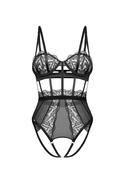 画像1: Hersis crotchess teddy | クロッチレステディ（ワイヤーあり・シースルー・ブラック）  | Obsessive 高級Sexyランジェリー【即日発送・サイズ交換NG・メール便対象】輸入下着・ランジェリー    (1)