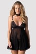 画像3: Donarella babydoll  |スリップドレス＆タンガ＆チョーカー（ワイヤーあり・レース・ブラック） | Obsessive 高級Sexyランジェリー【即日発送・サイズ交換NG・メール便対象】輸入下着・ランジェリー   (3)