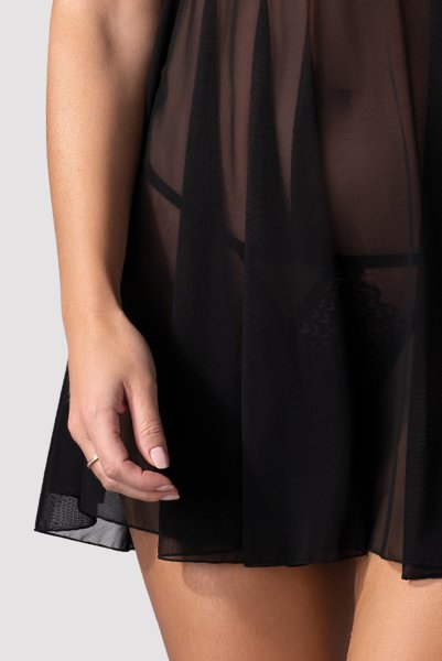 画像7: Donarella babydoll  |スリップドレス＆タンガ＆チョーカー（ワイヤーあり・レース・ブラック） | Obsessive 高級Sexyランジェリー【即日発送・サイズ交換NG・メール便対象】輸入下着・ランジェリー   (7)