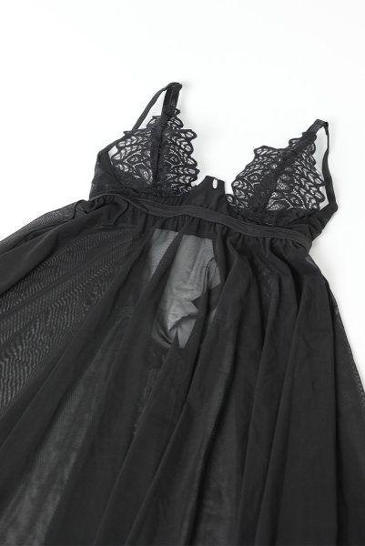 画像9: Donarella babydoll  |スリップドレス＆タンガ＆チョーカー（ワイヤーあり・レース・ブラック） | Obsessive 高級Sexyランジェリー【即日発送・サイズ交換NG・メール便対象】輸入下着・ランジェリー   (9)