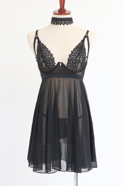 画像21: Donarella babydoll  |スリップドレス＆タンガ＆チョーカー（ワイヤーあり・レース・ブラック） | Obsessive 高級Sexyランジェリー【即日発送・サイズ交換NG・メール便対象】輸入下着・ランジェリー   (21)