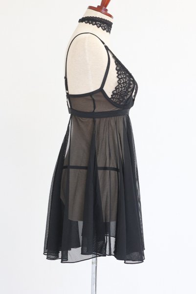 画像23: Donarella babydoll  |スリップドレス＆タンガ＆チョーカー（ワイヤーあり・レース・ブラック） | Obsessive 高級Sexyランジェリー【即日発送・サイズ交換NG・メール便対象】輸入下着・ランジェリー   (23)