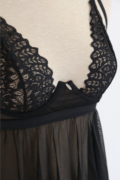 画像24: Donarella babydoll  |スリップドレス＆タンガ＆チョーカー（ワイヤーあり・レース・ブラック） | Obsessive 高級Sexyランジェリー【即日発送・サイズ交換NG・メール便対象】輸入下着・ランジェリー   (24)