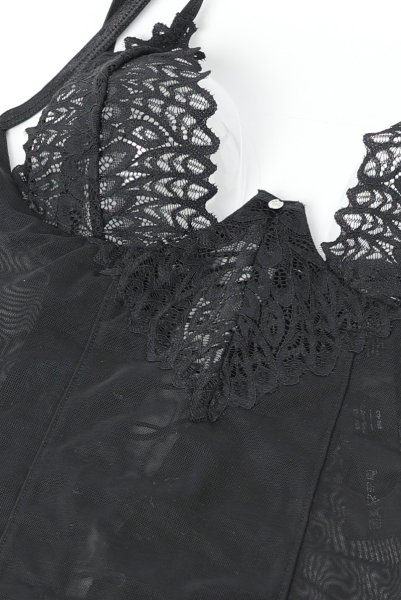 画像6: Donarella corset| ガーターベルト付きコルセット＆タンガ＆チョーカー3点セット（ワイヤーあり・レース・ブラック）   | 高級Sexyランジェリー Obsessive【即日発送・サイズ交換NG・メール便対象】輸入下着・ランジェリー   (6)