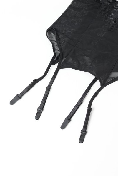 画像9: Donarella corset| ガーターベルト付きコルセット＆タンガ＆チョーカー3点セット（ワイヤーあり・レース・ブラック）   | 高級Sexyランジェリー Obsessive【即日発送・サイズ交換NG・メール便対象】輸入下着・ランジェリー   (9)