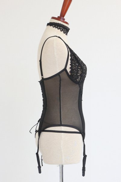 画像19: Donarella corset| ガーターベルト付きコルセット＆タンガ＆チョーカー3点セット（ワイヤーあり・レース・ブラック）   | 高級Sexyランジェリー Obsessive【即日発送・サイズ交換NG・メール便対象】輸入下着・ランジェリー   (19)