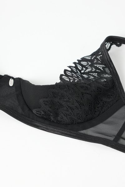 画像11: Donarella 3-pcs crotchless set｜ブラ＆クロッチレスタンガ＆チョーカー3点セット（ワイヤーあり・オープンバスト・レース・ダブルストラップ・ブラック） | Obsessive 高級Sexyランジェリー【即日発送・サイズ交換NG・メール便対象】輸入下着・ランジェリー   (11)