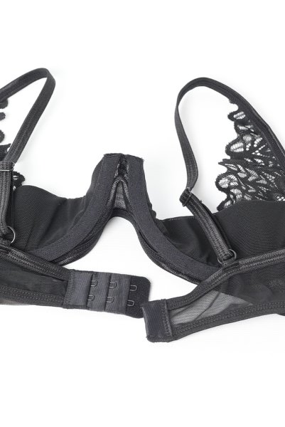 画像13: Donarella 3-pcs crotchless set｜ブラ＆クロッチレスタンガ＆チョーカー3点セット（ワイヤーあり・オープンバスト・レース・ダブルストラップ・ブラック） | Obsessive 高級Sexyランジェリー【即日発送・サイズ交換NG・メール便対象】輸入下着・ランジェリー   (13)