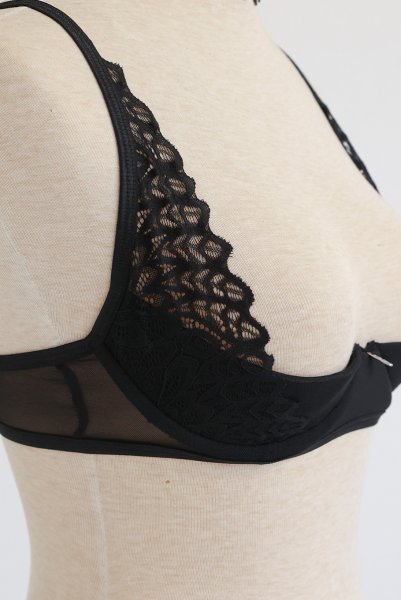 画像25: Donarella 3-pcs crotchless set｜ブラ＆クロッチレスタンガ＆チョーカー3点セット（ワイヤーあり・オープンバスト・レース・ダブルストラップ・ブラック） | Obsessive 高級Sexyランジェリー【即日発送・サイズ交換NG・メール便対象】輸入下着・ランジェリー   (25)