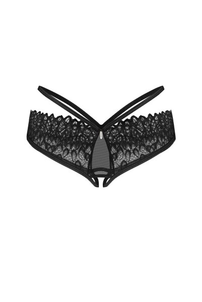 画像1: Donarella crotchless panties |クロッチレスショーツ(レース・デザインストラップ・ブラック) | Obsessive 高級Sexyランジェリー【即日発送・サイズ交換NG・メール便対象】輸入下着・ランジェリー   (1)