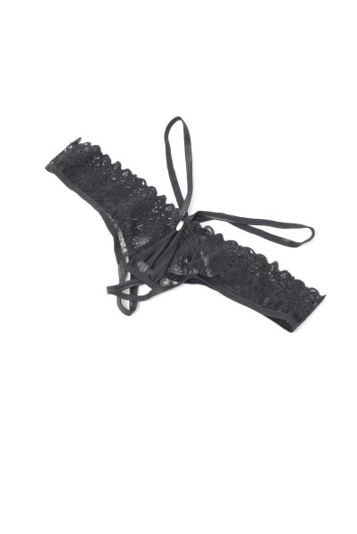 画像8: Donarella crotchless panties |クロッチレスショーツ(レース・デザインストラップ・ブラック) | Obsessive 高級Sexyランジェリー【即日発送・サイズ交換NG・メール便対象】輸入下着・ランジェリー   (8)