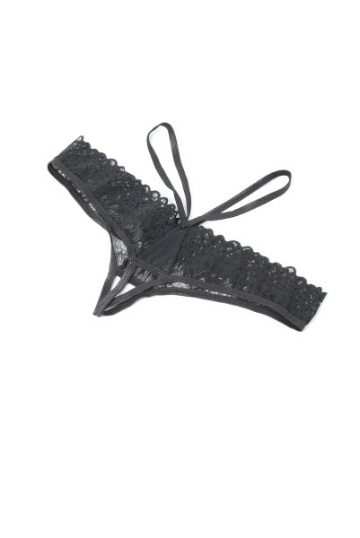 画像9: Donarella crotchless panties |クロッチレスショーツ(レース・デザインストラップ・ブラック) | Obsessive 高級Sexyランジェリー【即日発送・サイズ交換NG・メール便対象】輸入下着・ランジェリー   (9)