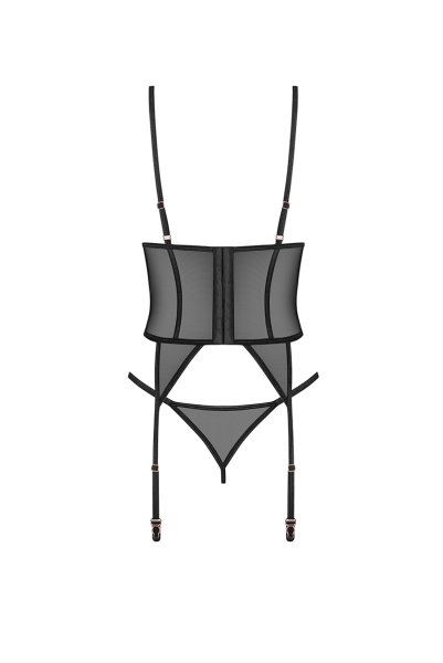 画像2: Euridia corset| ガーターベルト付きコルセット＆タンガ2点セット（ワイヤーあり・ブラック）   | 高級Sexyランジェリー Obsessive【即日発送・サイズ交換NG・メール便対象】輸入下着・ランジェリー   (2)