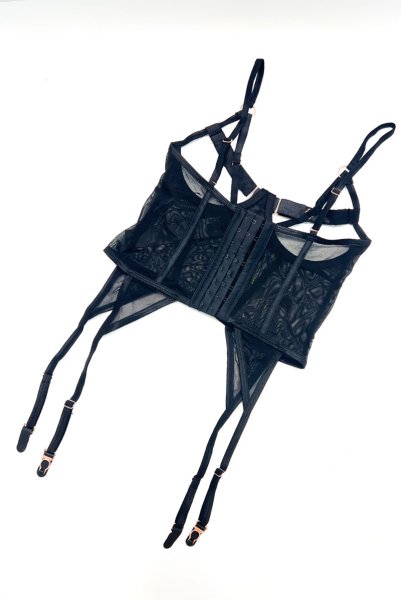 画像11: Euridia corset| ガーターベルト付きコルセット＆タンガ2点セット（ワイヤーあり・ブラック）   | 高級Sexyランジェリー Obsessive【即日発送・サイズ交換NG・メール便対象】輸入下着・ランジェリー   (11)