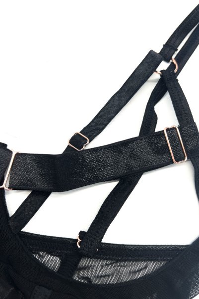 画像13: Euridia corset| ガーターベルト付きコルセット＆タンガ2点セット（ワイヤーあり・ブラック）   | 高級Sexyランジェリー Obsessive【即日発送・サイズ交換NG・メール便対象】輸入下着・ランジェリー   (13)