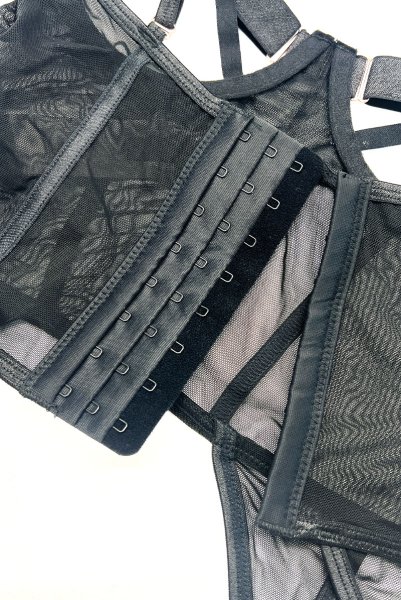 画像16: Euridia corset| ガーターベルト付きコルセット＆タンガ2点セット（ワイヤーあり・ブラック）   | 高級Sexyランジェリー Obsessive【即日発送・サイズ交換NG・メール便対象】輸入下着・ランジェリー   (16)