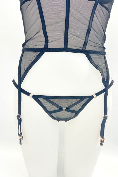 画像26: Euridia corset| ガーターベルト付きコルセット＆タンガ2点セット（ワイヤーあり・ブラック）   | 高級Sexyランジェリー Obsessive【即日発送・サイズ交換NG・メール便対象】輸入下着・ランジェリー   (26)