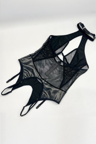 画像14: Dominna crotchess teddy | クロッチレステディ（ワイヤーなし・ボンテージ・フェイクレザー・ブラック）  | Obsessive 高級Sexyランジェリー【即日発送・サイズ交換NG・メール便対象】輸入下着・ランジェリー    (14)