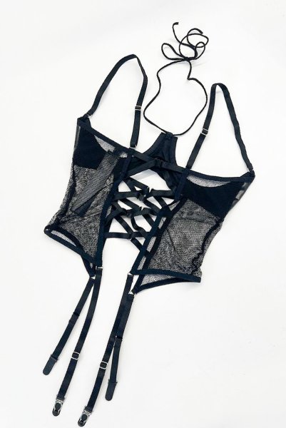 画像13: Dominna corset| ガーターベルト付きコルセット＆クロッチレスタンガ2点セット（ワイヤーあり・ボンテージ・フェイクレザー・ブラック）   | 高級Sexyランジェリー Obsessive【即日発送・サイズ交換NG・メール便対象】輸入下着・ランジェリー   (13)