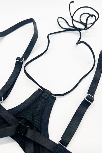 画像17: Dominna corset| ガーターベルト付きコルセット＆クロッチレスタンガ2点セット（ワイヤーあり・ボンテージ・フェイクレザー・ブラック）   | 高級Sexyランジェリー Obsessive【即日発送・サイズ交換NG・メール便対象】輸入下着・ランジェリー   (17)