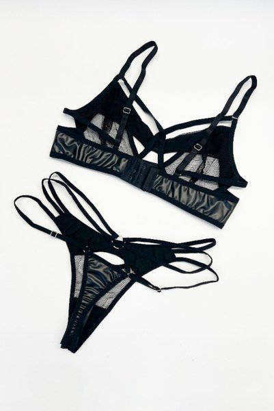 画像15: Dominna 2-pcs set｜ブラ＆タンガ2点セット（ワイヤーあり・ボンテージ・フェイクレザー・ブラック） | Obsessive 高級Sexyランジェリー【即日発送・サイズ交換NG・メール便対象】輸入下着・ランジェリー   (15)