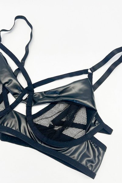 画像16: Dominna 2-pcs set｜ブラ＆タンガ2点セット（ワイヤーあり・ボンテージ・フェイクレザー・ブラック） | Obsessive 高級Sexyランジェリー【即日発送・サイズ交換NG・メール便対象】輸入下着・ランジェリー   (16)