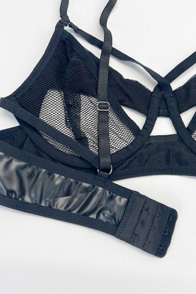 画像20: Dominna 2-pcs set｜ブラ＆タンガ2点セット（ワイヤーあり・ボンテージ・フェイクレザー・ブラック） | Obsessive 高級Sexyランジェリー【即日発送・サイズ交換NG・メール便対象】輸入下着・ランジェリー   (20)