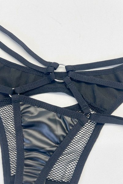 画像23: Dominna 2-pcs set｜ブラ＆タンガ2点セット（ワイヤーあり・ボンテージ・フェイクレザー・ブラック） | Obsessive 高級Sexyランジェリー【即日発送・サイズ交換NG・メール便対象】輸入下着・ランジェリー   (23)