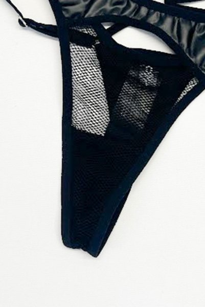 画像25: Dominna 2-pcs set｜ブラ＆タンガ2点セット（ワイヤーあり・ボンテージ・フェイクレザー・ブラック） | Obsessive 高級Sexyランジェリー【即日発送・サイズ交換NG・メール便対象】輸入下着・ランジェリー   (25)