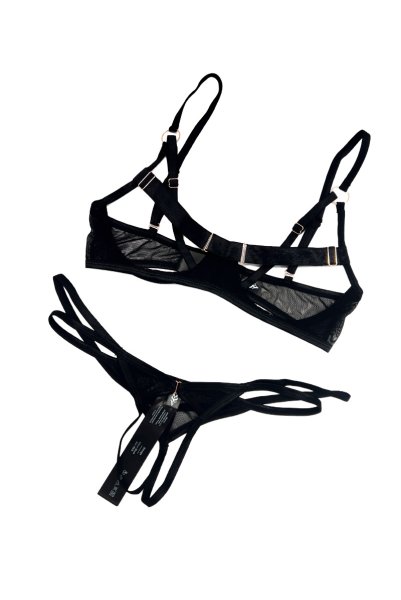 画像10: Euridia 2-pcs crotchless set｜ブラ＆クロッチレスタンガ2点セット（ワイヤーあり・ブラック） | Obsessive 高級Sexyランジェリー【即日発送・サイズ交換NG・メール便対象】輸入下着・ランジェリー   (10)