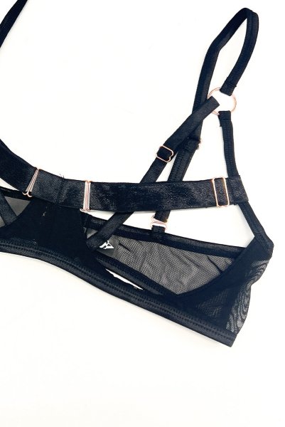 画像12: Euridia 2-pcs crotchless set｜ブラ＆クロッチレスタンガ2点セット（ワイヤーあり・ブラック） | Obsessive 高級Sexyランジェリー【即日発送・サイズ交換NG・メール便対象】輸入下着・ランジェリー   (12)