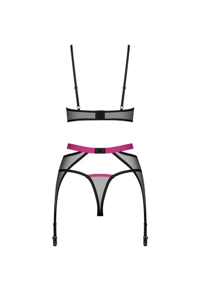 画像2: Novenes 3-pcs set|ブラ&ガーターベルト&タンガ3点セット(ワイヤーあり・シースルー・ブラック) | Obsessive 高級Sexyランジェリー【即日発送・サイズ交換NG・メール便対象】輸入下着・ランジェリー   (2)