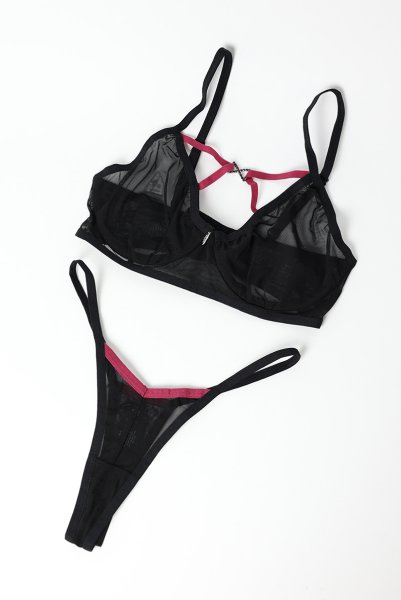 画像8: Novenes 3-pcs set|ブラ&ガーターベルト&タンガ3点セット(ワイヤーあり・シースルー・ブラック) | Obsessive 高級Sexyランジェリー【即日発送・サイズ交換NG・メール便対象】輸入下着・ランジェリー   (8)