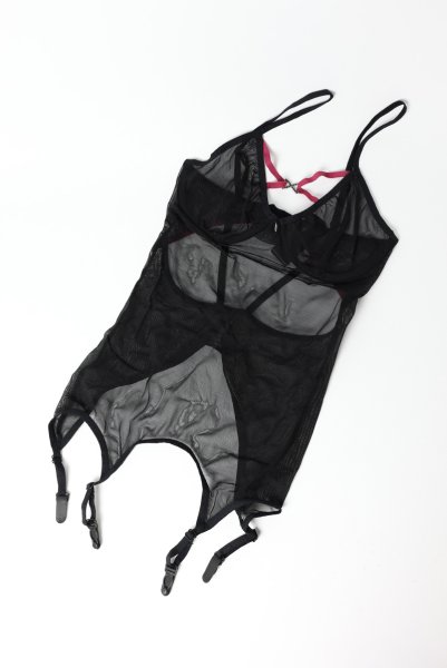 画像6: Novenes corset| ガーターベルト付きコルセット&タンガ2点セット(ワイヤーあり・ブラック)   | 高級Sexyランジェリー Obsessive【即日発送・サイズ交換NG・メール便対象】輸入下着・ランジェリー   (6)