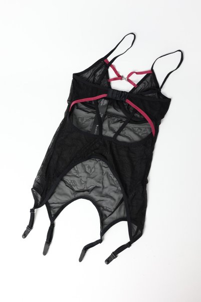 画像7: Novenes corset| ガーターベルト付きコルセット&タンガ2点セット(ワイヤーあり・ブラック)   | 高級Sexyランジェリー Obsessive【即日発送・サイズ交換NG・メール便対象】輸入下着・ランジェリー   (7)