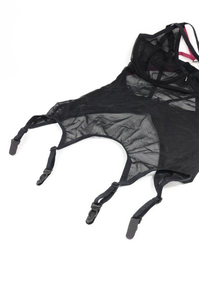 画像11: Novenes corset| ガーターベルト付きコルセット&タンガ2点セット(ワイヤーあり・ブラック)   | 高級Sexyランジェリー Obsessive【即日発送・サイズ交換NG・メール便対象】輸入下着・ランジェリー   (11)