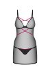 画像1: Novenes chemise  |スリップドレス＆タンガ（ワイヤーあり・シースルー・ブラック） | Obsessive 高級Sexyランジェリー【即日発送・サイズ交換NG・メール便対象】輸入下着・ランジェリー   (1)