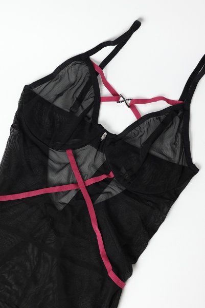 画像9: Novenes chemise  |スリップドレス&タンガ(ワイヤーあり・シースルー・ブラック) | Obsessive 高級Sexyランジェリー【即日発送・サイズ交換NG・メール便対象】輸入下着・ランジェリー   (9)