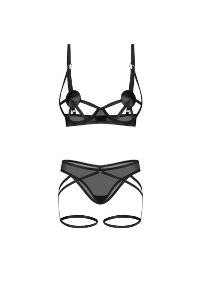 画像1: Euridia 2-pcs set｜ブラ＆パンティ2点セット（ワイヤーあり・ブラック） | Obsessive 高級Sexyランジェリー【即日発送・サイズ交換NG・メール便対象】輸入下着・ランジェリー   (1)