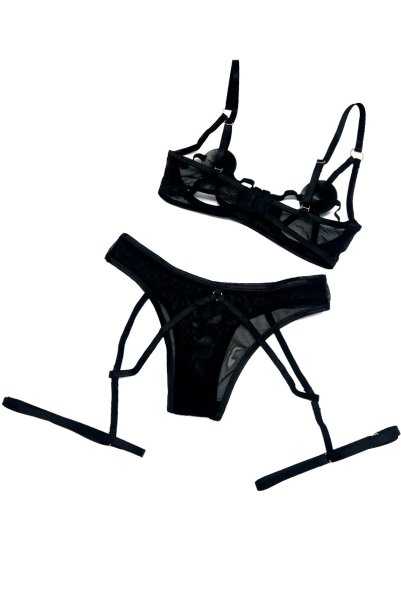 画像11: Euridia 2-pcs set｜ブラ＆パンティ2点セット（ワイヤーあり・ブラック） | Obsessive 高級Sexyランジェリー【即日発送・サイズ交換NG・メール便対象】輸入下着・ランジェリー   (11)