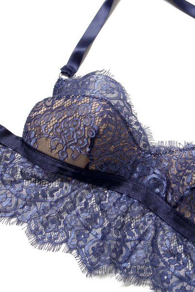 画像17: Flowlace set | ブラレット＆タンガセット・ノンパテッドブラ・グラマーさん向け・Tバック・ブルー   | 高級Sexyランジェリー Obsessive (17)