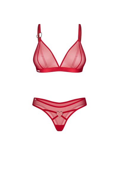 画像1: Crimessa 2-pcs set｜ブラ＆タンガ2点セット（ワイヤーなし・シースルー・レッド） | Obsessive 高級Sexyランジェリー【即日発送・サイズ交換NG・メール便対象】輸入下着・ランジェリー   (1)