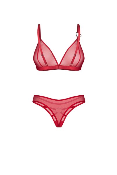 画像2: Crimessa 2-pcs set｜ブラ＆タンガ2点セット（ワイヤーなし・シースルー・レッド） | Obsessive 高級Sexyランジェリー【即日発送・サイズ交換NG・メール便対象】輸入下着・ランジェリー   (2)