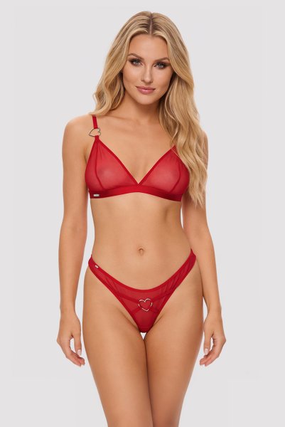 画像3: Crimessa 2-pcs set｜ブラ＆タンガ2点セット（ワイヤーなし・シースルー・レッド） | Obsessive 高級Sexyランジェリー【即日発送・サイズ交換NG・メール便対象】輸入下着・ランジェリー   (3)