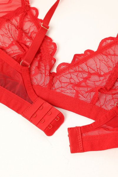 画像11: Cupide-Desir-3-pcs-set｜ブラ＆ガーターベルト＆Tバック3点セット（ワイヤーなし・レース・シースルー・レッド） | Obsessive 高級Sexyランジェリー【即日発送・サイズ交換NG・メール便対象】輸入下着・ランジェリー   (11)