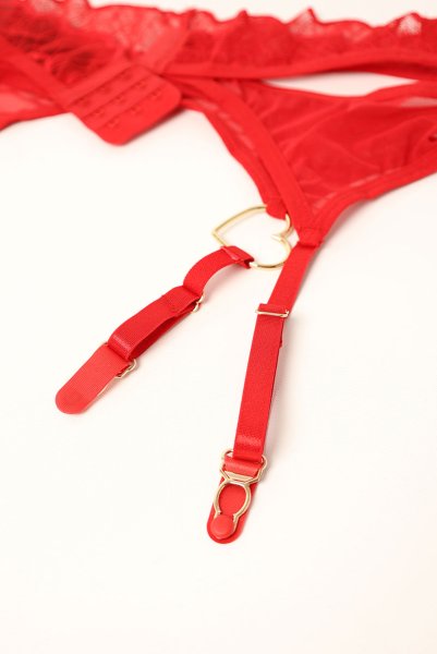 画像21: Cupide-Desir-3-pcs-set｜ブラ＆ガーターベルト＆Tバック3点セット（ワイヤーなし・レース・シースルー・レッド） | Obsessive 高級Sexyランジェリー【即日発送・サイズ交換NG・メール便対象】輸入下着・ランジェリー   (21)